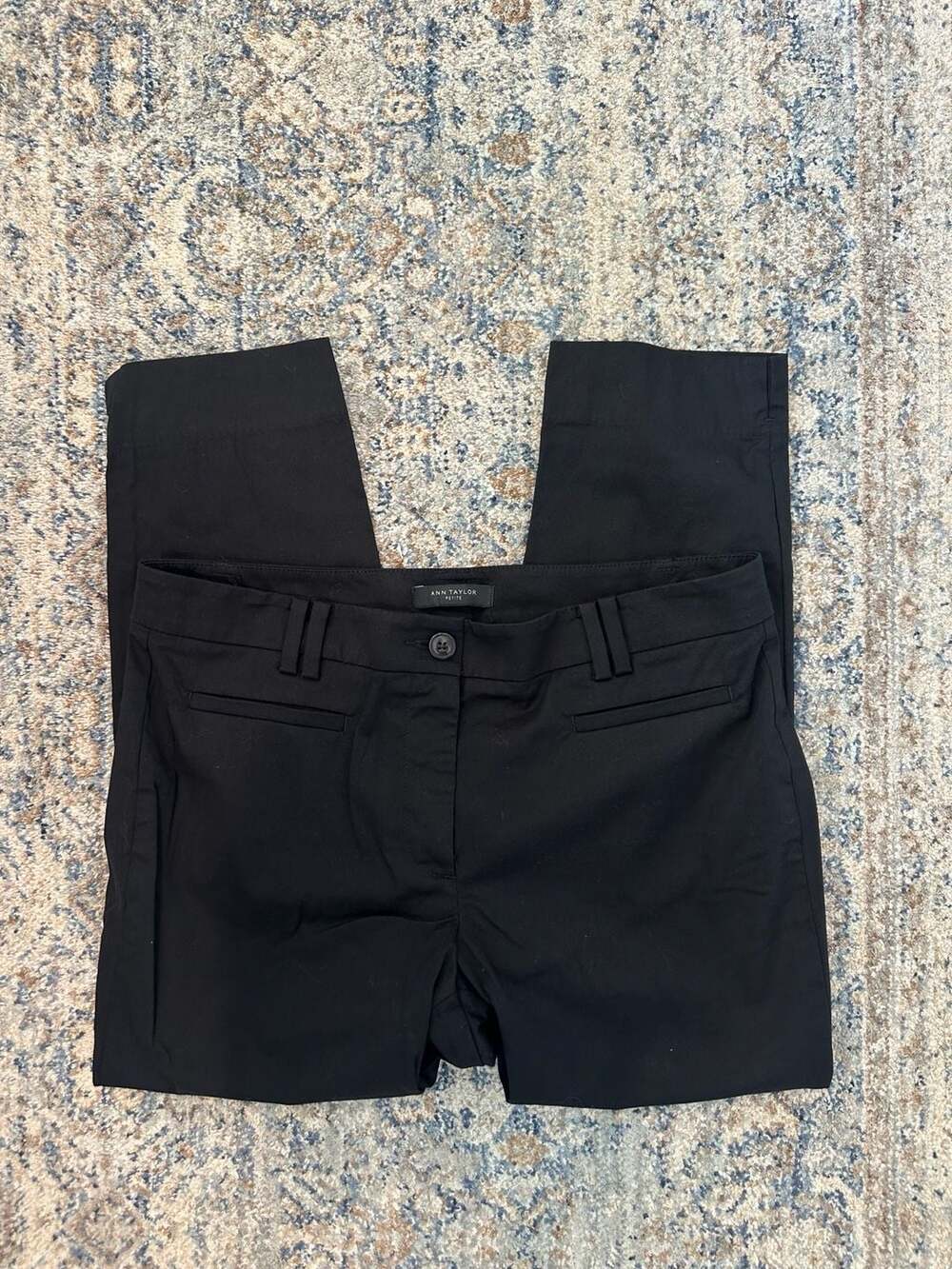 Ann Taylor Petite Black Cotton Blend Trousers